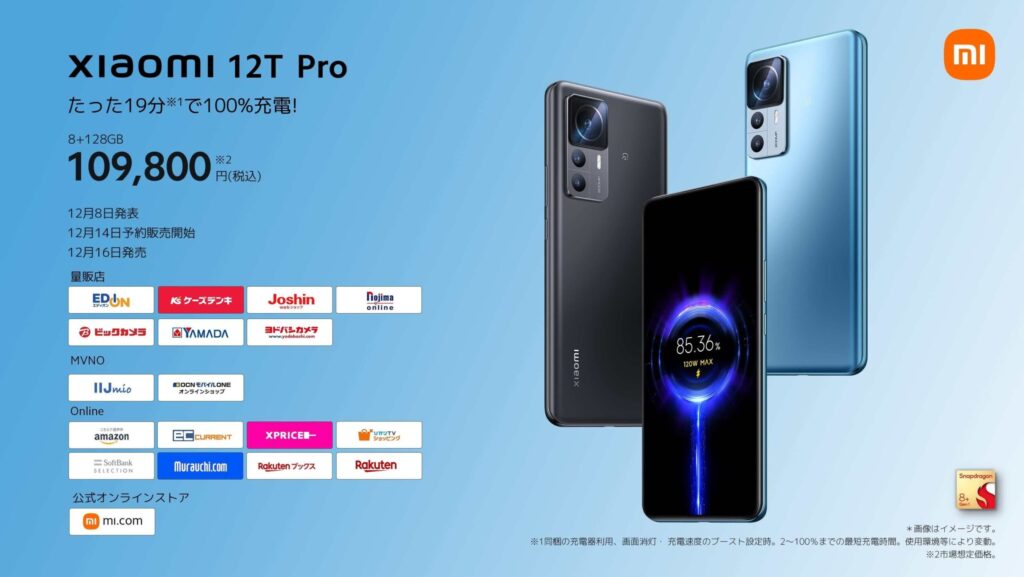 Xiaomi 12T Proの価格情報